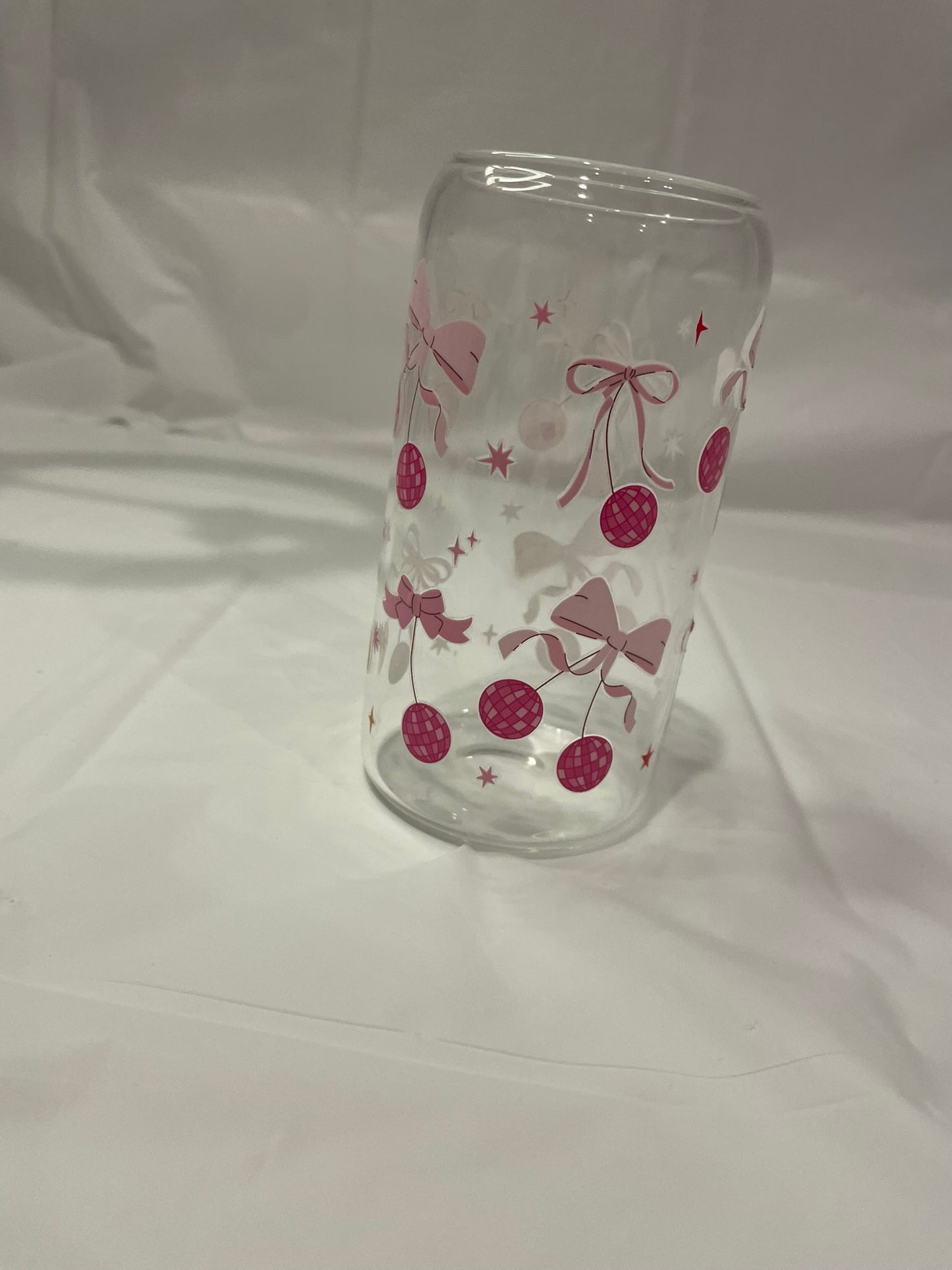 preppy disco ball glass cup