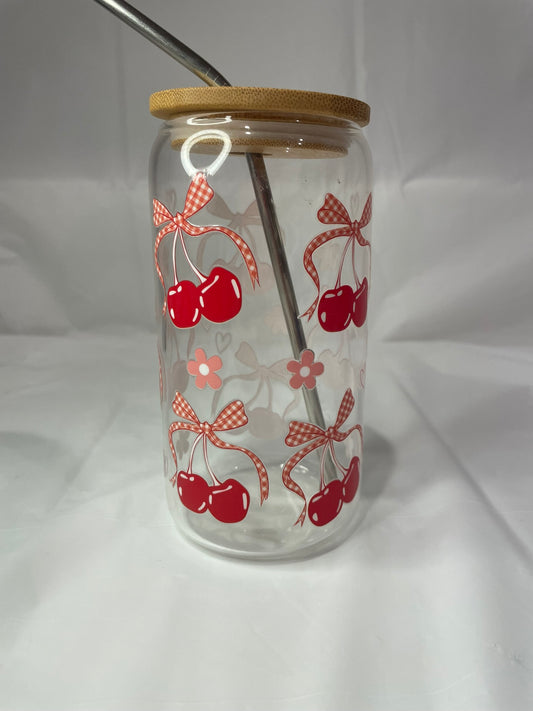 aesthetic glass cherry cup